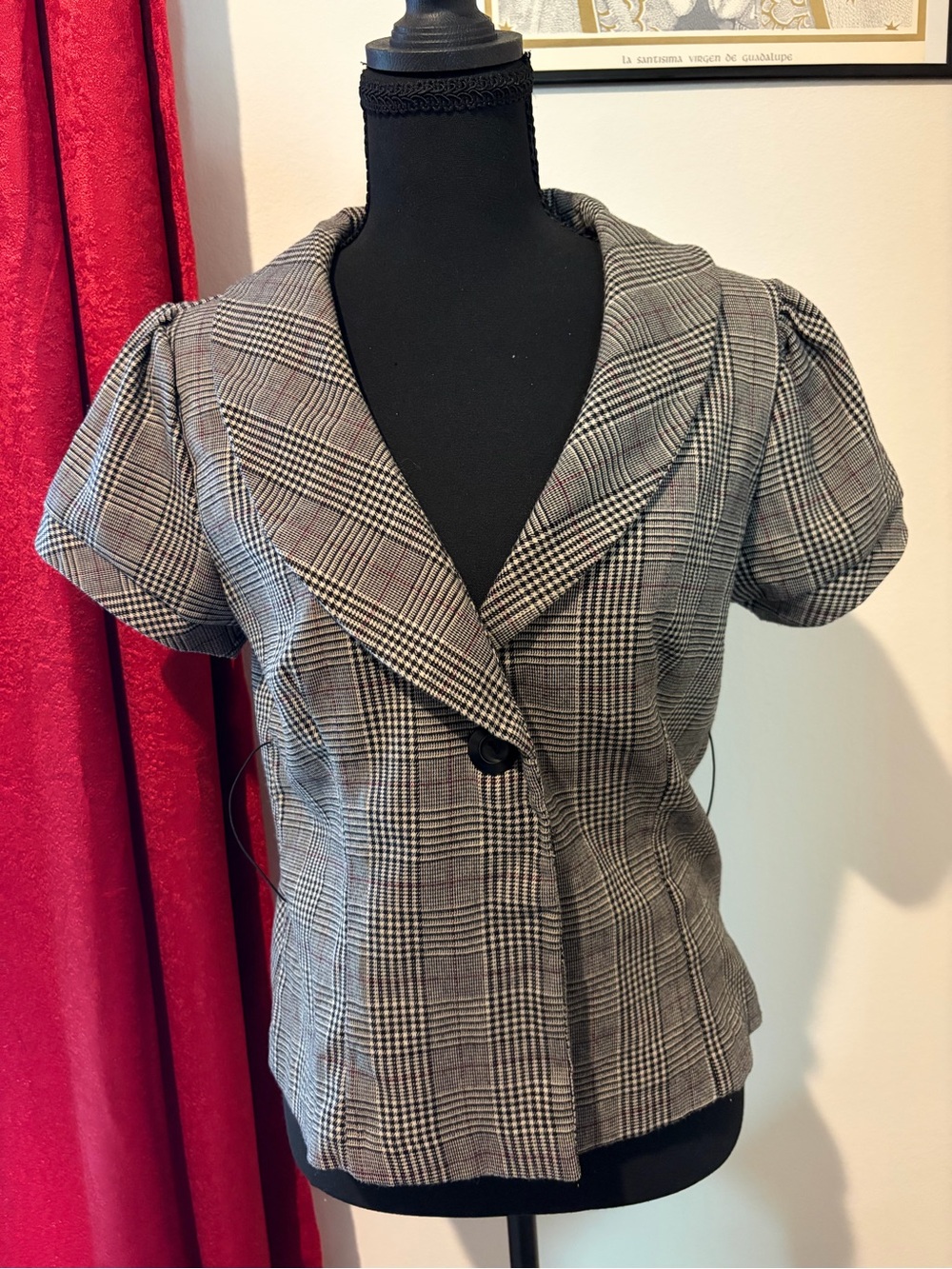 Rue21 Gray Plaid Short-Sleeve Blazer